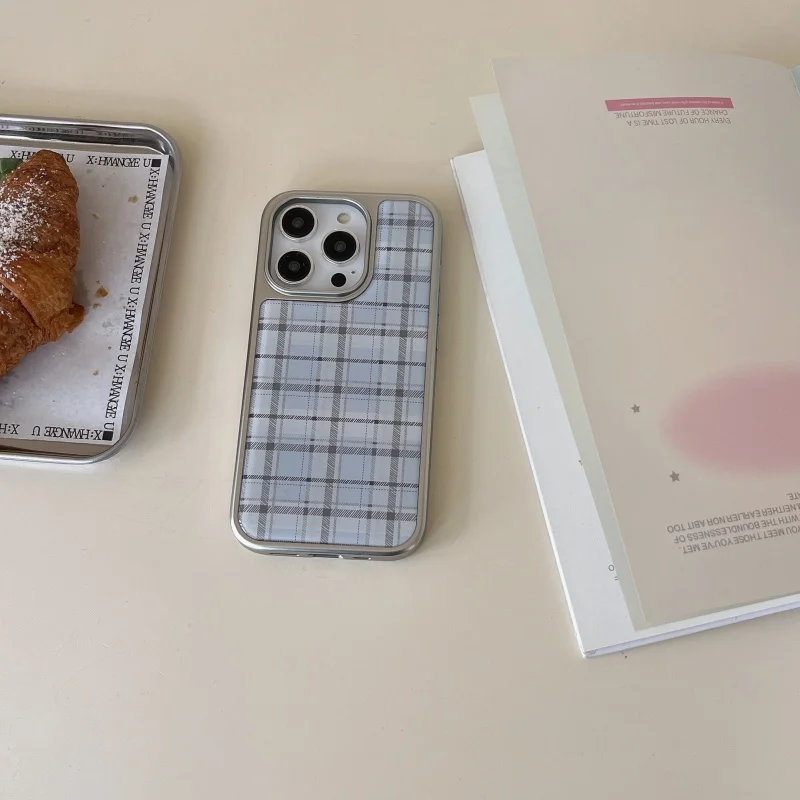 Phone Cases Y2K - Korean Ins Epoxy Blue Plaid Pattern