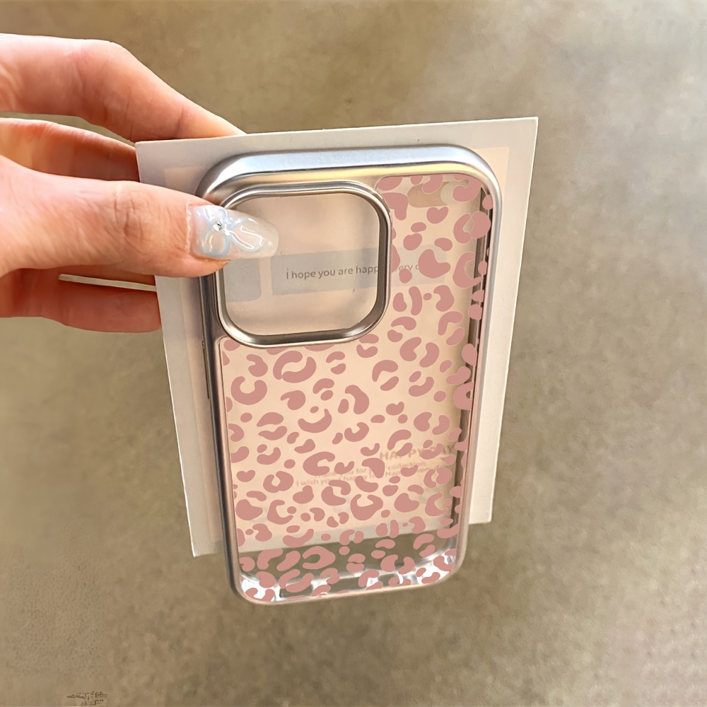 Phone Cases Clear - Pink Leopard Print Electroplated Transparent Phone