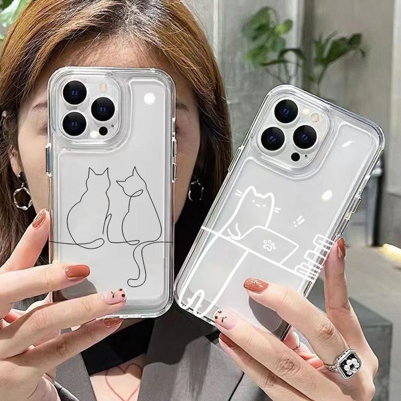 Phone Cases Xiaomi 14T - Cute Line Cat Anti-drop Phone Case