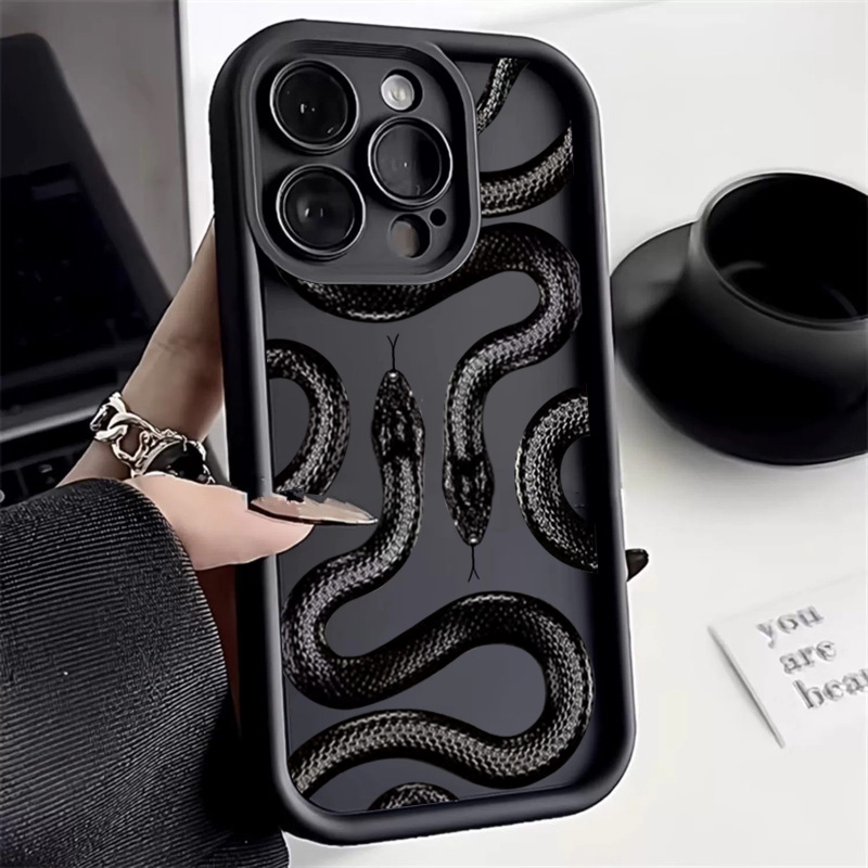 Phone Cases For Iphone 17 - Black Snake Print Phone Case For