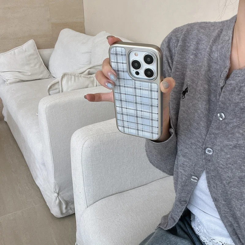 Korean Ins Epoxy Blue Plaid Pa - огляд і ціна Phone Cases Y2K