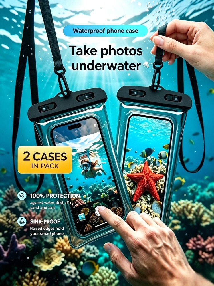 2-piece Waterproof Phone Pouch - огляд і ціна Phone Cases Beach